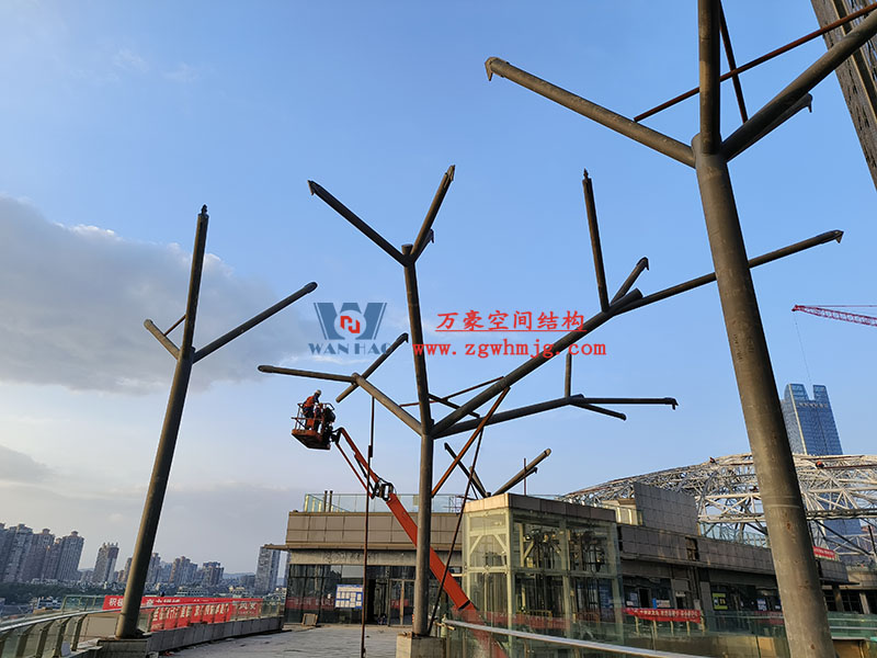 明宇廣場6號地塊商業(萬達廣場)改造項目鋼膜結構ETFE蓋頂天幕工程火熱施工中 明宇廣場6號地塊商業(萬達廣場)改造項目鋼膜結構ETFE蓋頂天幕工程火熱施工中