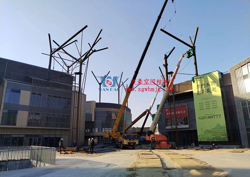 合肥文一塘溪津門天幕鋼結(jié)構(gòu)及ETFE氣枕膜工程施工進度 合肥文一塘溪津門天幕鋼結(jié)構(gòu)及ETFE氣枕膜工程施工進度